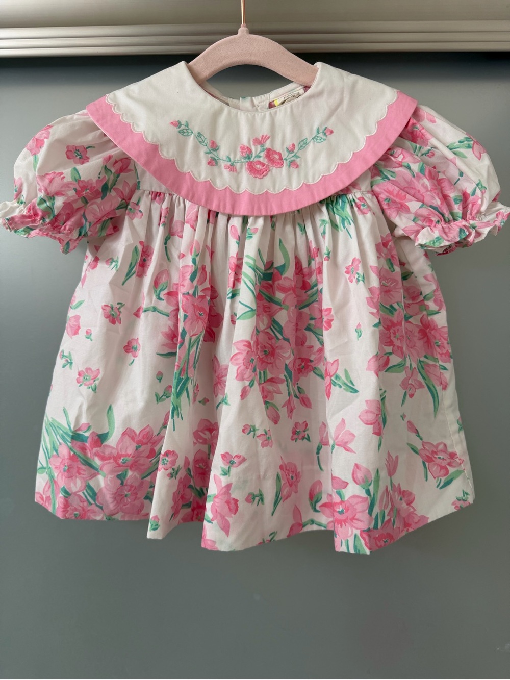 Vintage 90’s Pink Floral Puff-Sleeve Dress